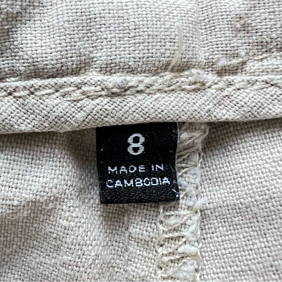 Express Linen Cotton Blend Mid-rise CreamTan Shorts Size 8 - Picture 11 of 12